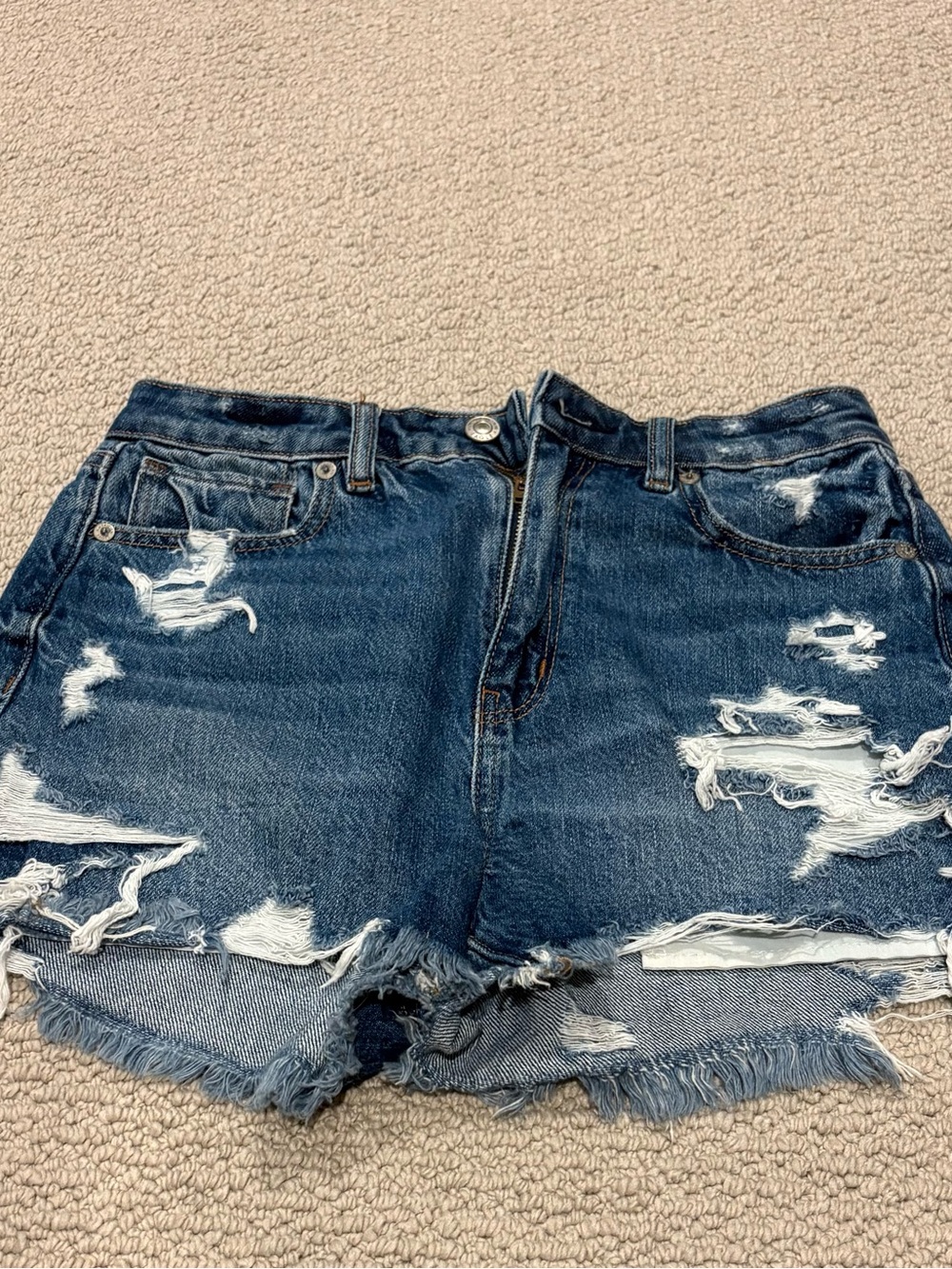Distressed Dark Blue Denim Women’s Shorts